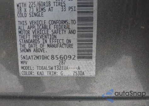 2017 Nissan Rogue Sl from USA, damaged, VIN 5N1AT2MT0HC856092
